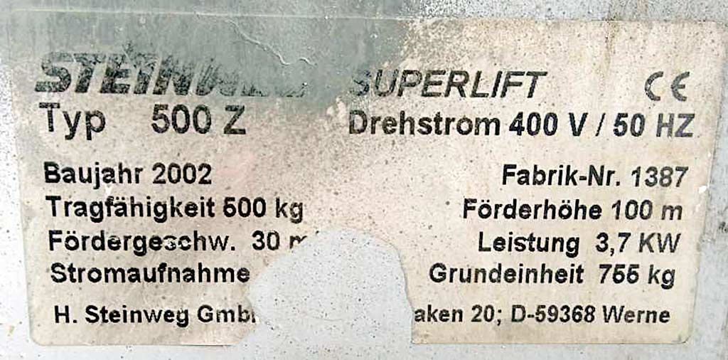 机械设备: STEINWEG BöCKER 500 Z