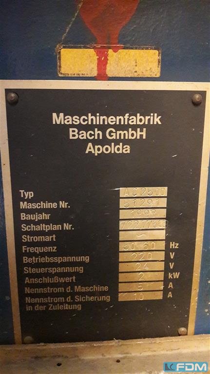 機械： BACH GMBH APOLDA AC 2500