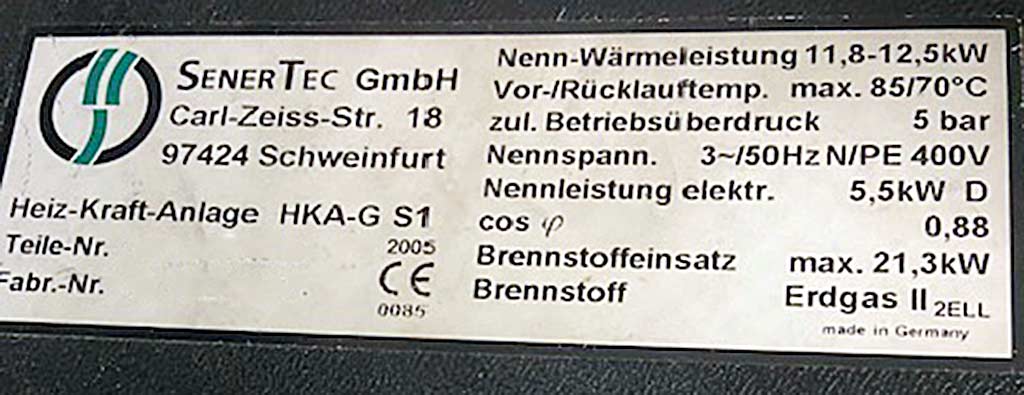 机械设备: SENERTEC KHA-G S1